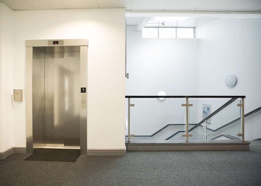Lift Installation worcester at University of Worcester Edward Elgar Building, lift entrance