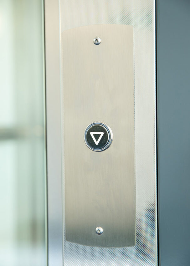 Glass Lift Installation Nottingham Trent University, University Hall lift call button