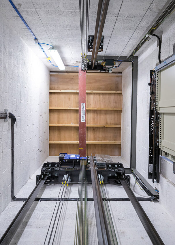 Lift installation university of Nottingham RAD building, lift shaft