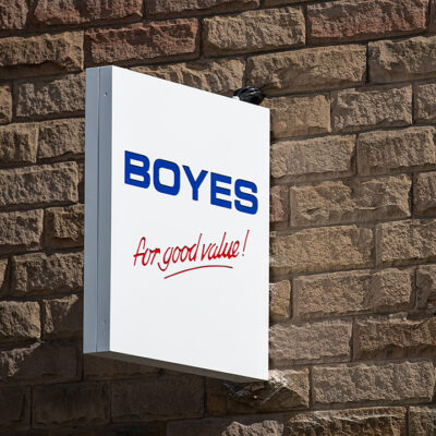 Lift Installation derbyshire for Boyes Department store matlock, store sign