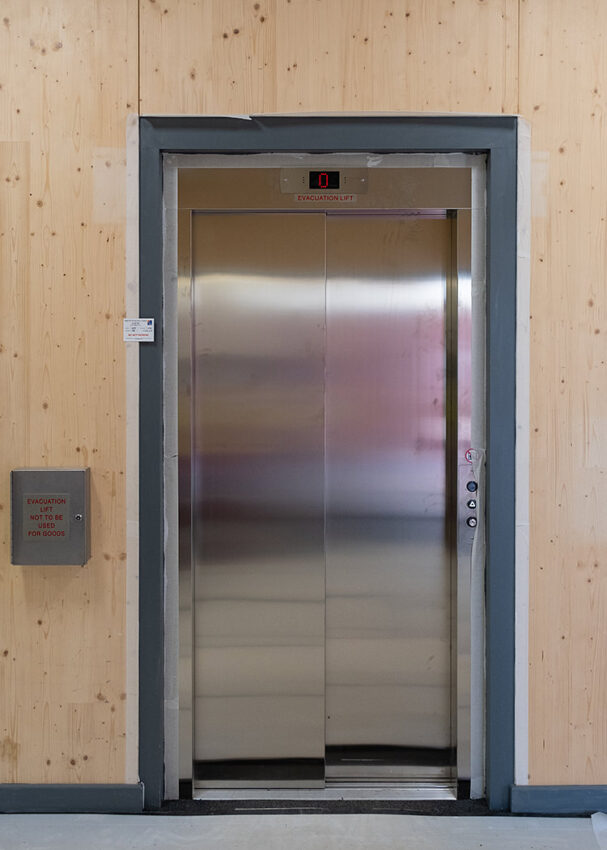 Lift Installation for kier construction at Histon and Impington primary school, lift entrance doors