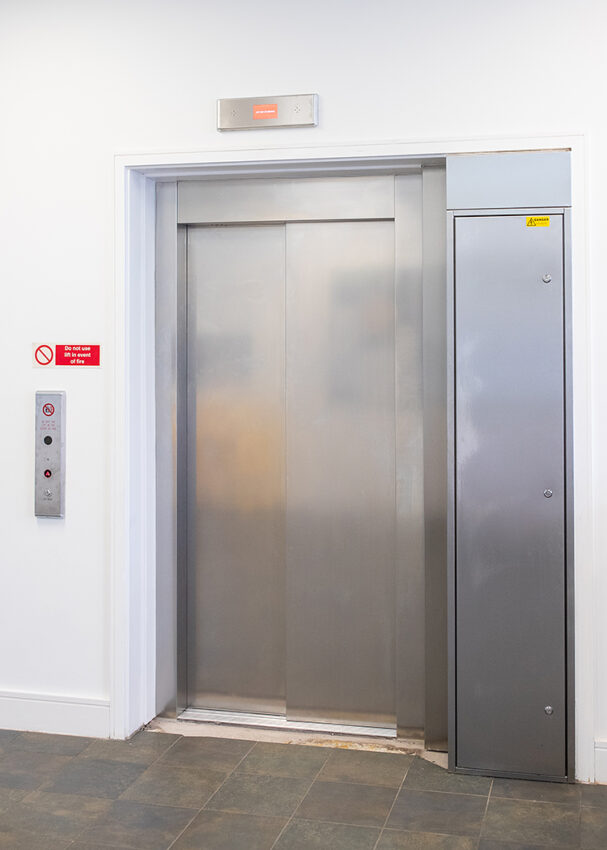 Lift Replacement at the University of Derby , lift stainless steel doors