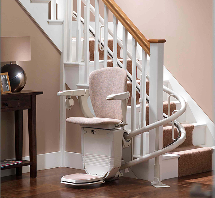 stairlift on curved staircase by mv lifts