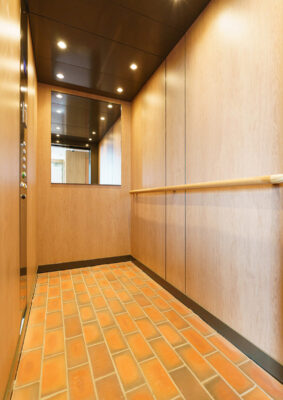 Lift flooring by Morris Vermaport lifts showing qualrry tiles